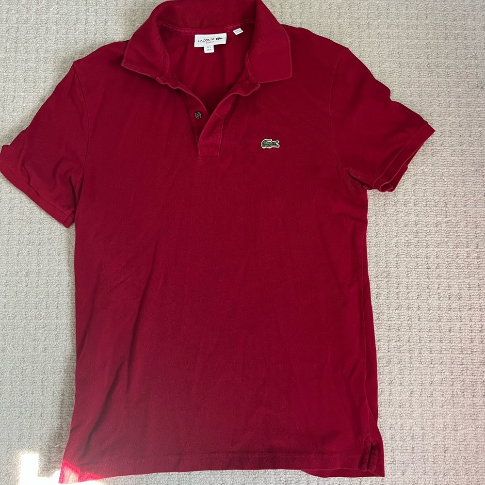 Lacoste red polo shirt, slim fit, medium